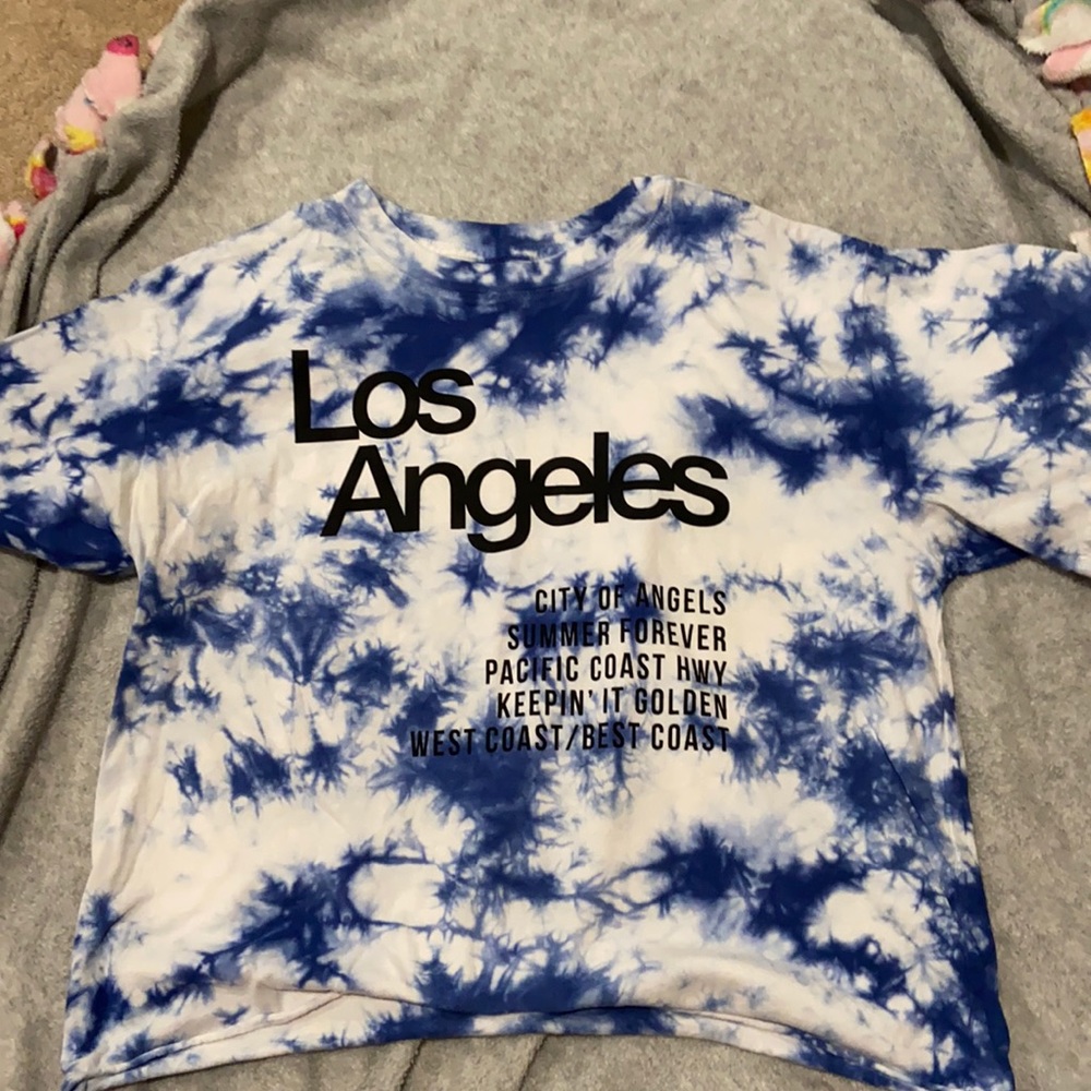 blue and white top
